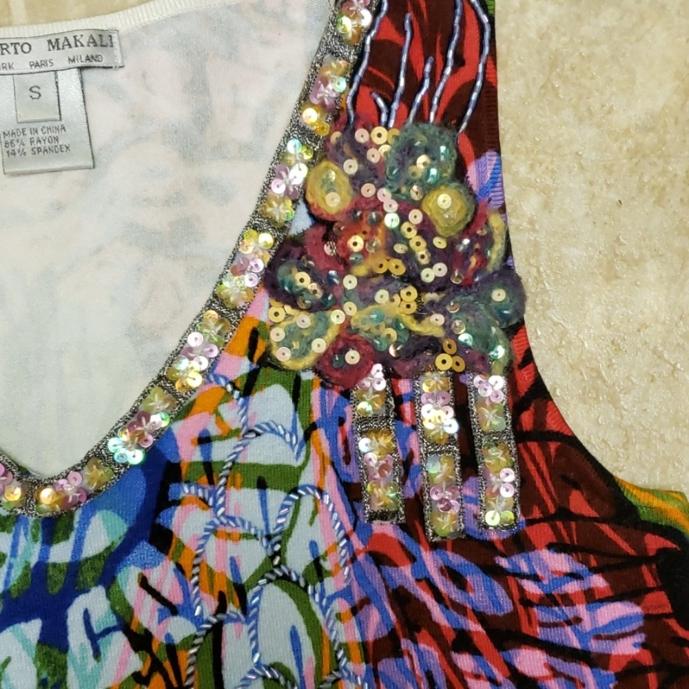 Alberto Makali Beaded Sleeveless Top Women's Size Small - Picture 6 of 7